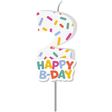 Happy Birthday Kaars 2 Jaar 7cm van Folat koop je bij Partywinkel