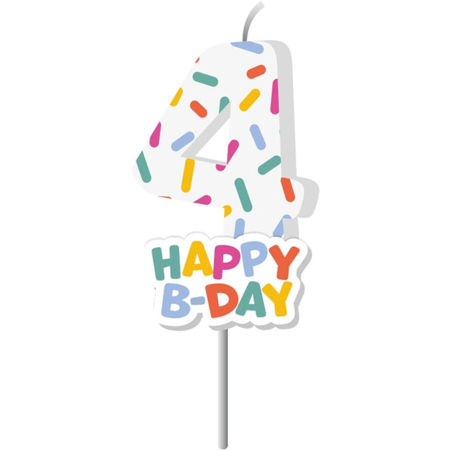 Happy Birthday Kaars 4 Jaar 7cm van Folat koop je bij Partywinkel