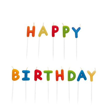 Happy Birthday Kaarsen Gekleurd 7,5cm 13st van Riethmueller koop je bij Partywinkel