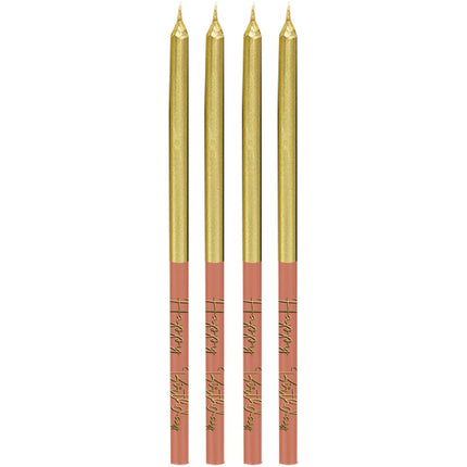 Happy Birthday Kaarsen Golden Dusk 12,5cm 16st van Folat koop je bij Partywinkel