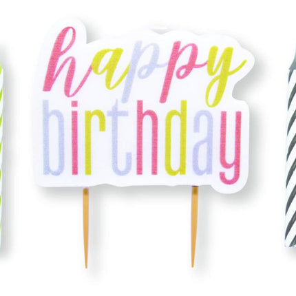 Happy Birthday Kaarsen Groen Roze 13st van Unique koop je bij Partywinkel