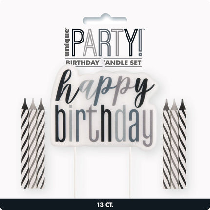 Happy Birthday Kaarsen Set Glitter Zwart 13 delig van Unique koop je bij Partywinkel