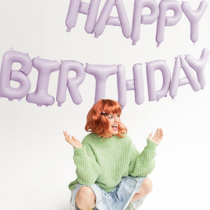 Happy Birthday Letter Ballon Paars 3,4m van Partydeco koop je bij Partywinkel