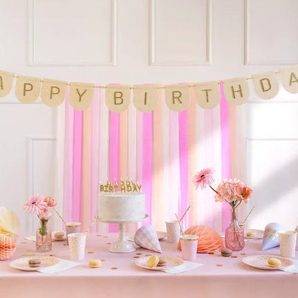 Happy Birthday Letterslinger Goud Roze 3m van Partydeco koop je bij Partywinkel