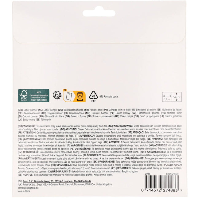 Happy Birthday Letterslinger Princess 1,5m van Folat koop je bij Partywinkel