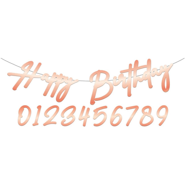 Happy Birthday Letterslinger Rose Goud 1m van Folat koop je bij Partywinkel