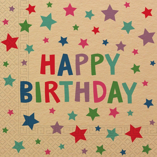 Happy Birthday Servetten Kraft Papier 33cm 20st van Procos koop je bij Partywinkel