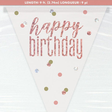 Happy Birthday Slinger Rose Goud 2,74m van Unique koop je bij Partywinkel