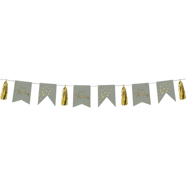 Happy Birthday Tassel Slinger Met Tassel Golden Dawn 4m van Folat koop je bij Partywinkel
