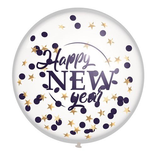 Happy New Year Confetti Ballon 60cm van Haza Witbaard koop je bij Partywinkel