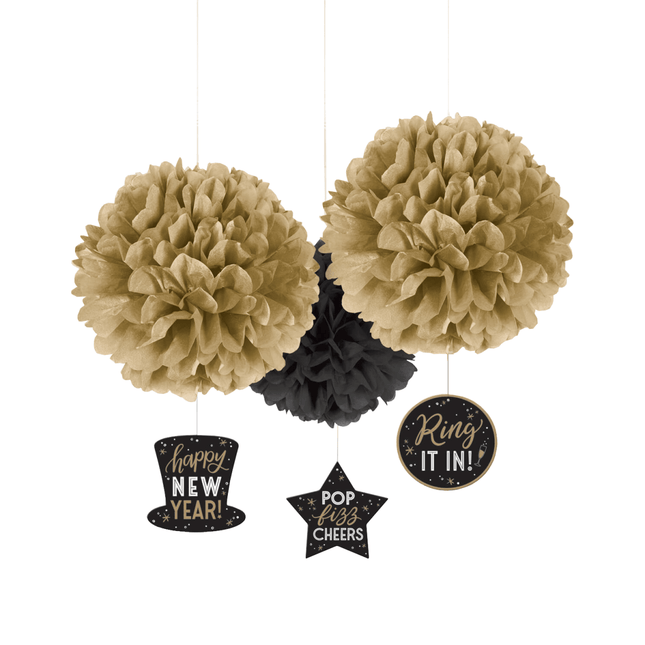 Happy New Year Hangdecoratie Fluffy 3st van Riethmueller koop je bij Partywinkel