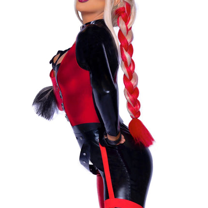 Harley Quinn Catsuit Rood Zwart Dames Leg Avenue van Leg Avenue koop je bij Partywinkel
