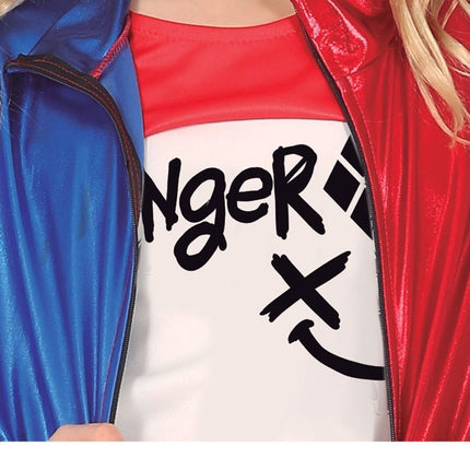 Harley Quinn Halloween Kostuum Meisje Rood Blauw van Fiestas Guirca koop je bij Partywinkel