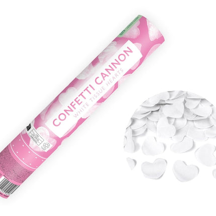 Hart Confetti Kanon Wit 28cm van Partydeco koop je bij Partywinkel