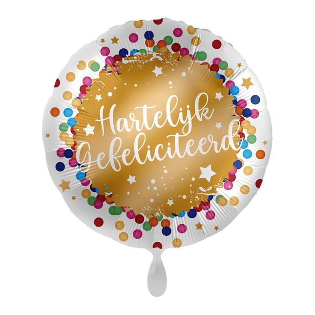 Hartelijk Gefeliciteerd Helium Ballon Gekleurd Leeg 43cm van Premioloon koop je bij Partywinkel