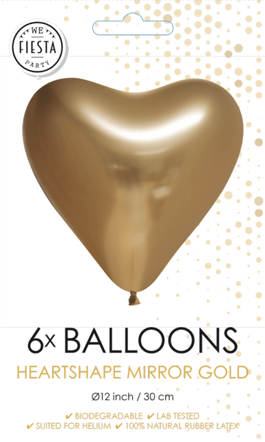 Hartjes Ballonnen Goud 30cm 6st van WeFiesta koop je bij Partywinkel