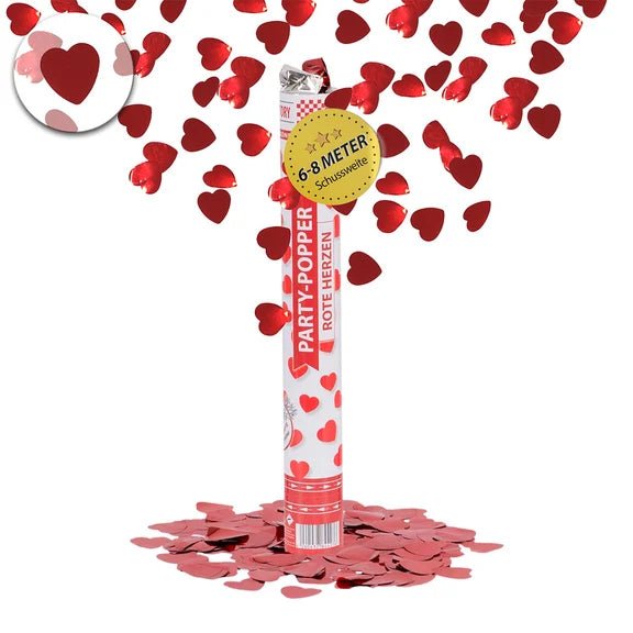 Hartjes Confetti Kanon Rood Glanzend 40cm van VDV Benefit koop je bij Partywinkel