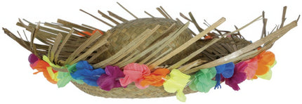 Hawaii Strohoed Met Bloemen van Fiestas Guirca koop je bij Partywinkel