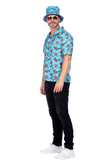 Hawaii Blouse Lichtblauw Heren van Wilbers & Wilbers koop je bij Partywinkel