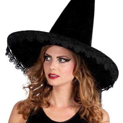 Zwarte Heksenhoed Kanten Randje van Wilbers & Wilbers koop je bij Partywinkel