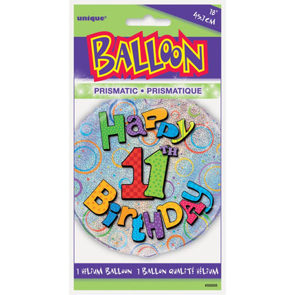 Helium Ballon 11 Jaar Glitters 45cm leeg van Unique koop je bij Partywinkel