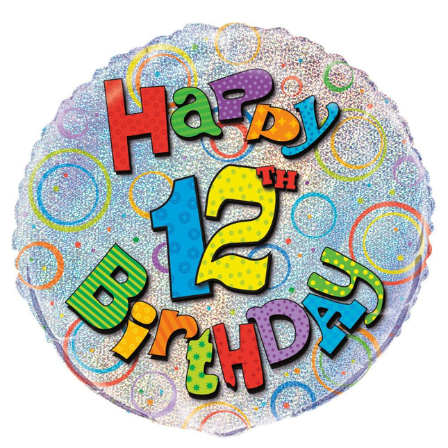 Helium Ballon 12 Jaar Glitters 45cm leeg van Unique koop je bij Partywinkel