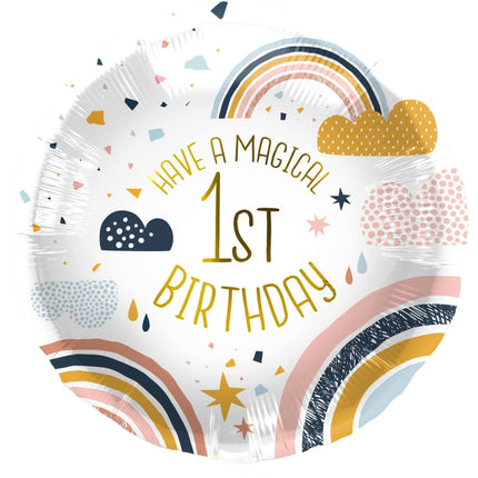 Helium Ballon 1St Birthday Regenboog Leeg 45cm van Folat koop je bij Partywinkel