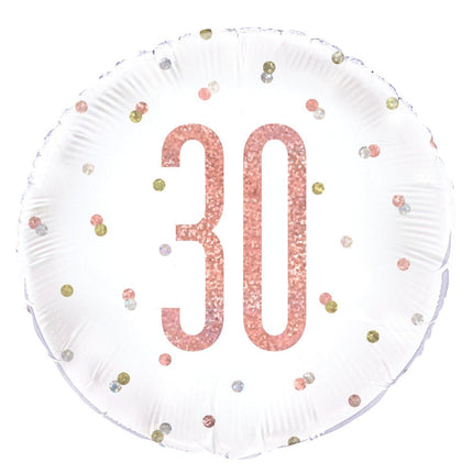 Helium Ballon 30 Jaar Rose Goud 45cm leeg van Unique koop je bij Partywinkel