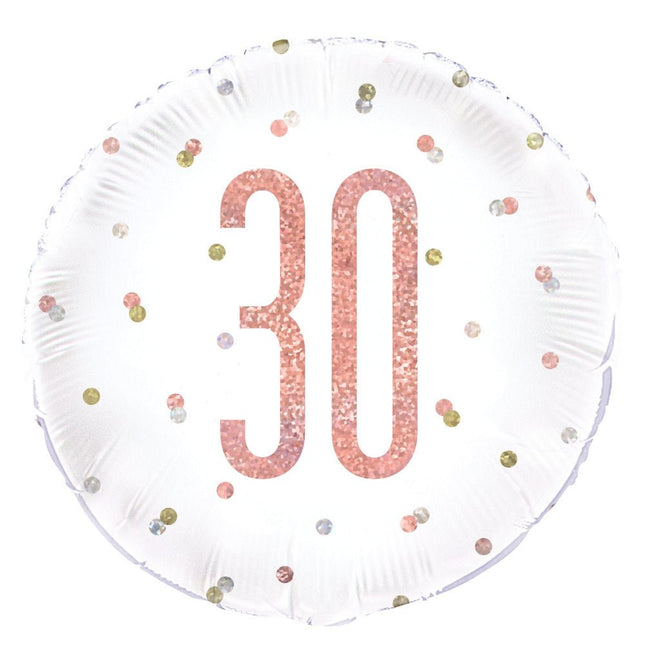 Helium Ballon 30 Jaar Rose Goud 45cm leeg van Unique koop je bij Partywinkel