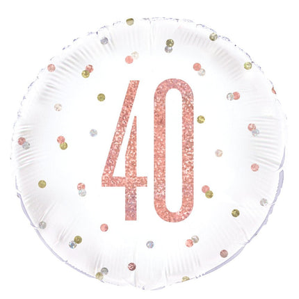 Helium Ballon 40 Jaar Rose Goud 45cm leeg van Unique koop je bij Partywinkel