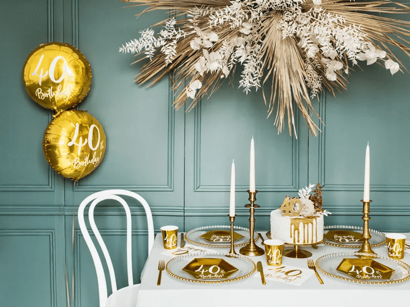 Helium Ballon 40Th Birthday Goud Leeg 45cm van Partydeco koop je bij Partywinkel