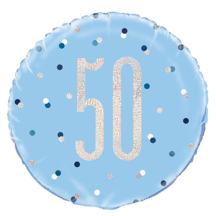 Helium Ballon 50 Jaar Blauw 45cm leeg van Unique koop je bij Partywinkel