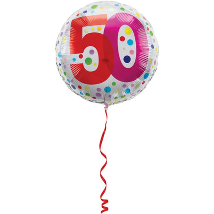 Helium Ballon 50 Jaar Stippen 45cm leeg van Folat koop je bij Partywinkel