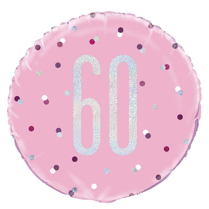 Helium Ballon 60 Jaar Roze 45cm leeg van Unique koop je bij Partywinkel