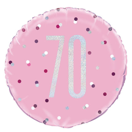 Helium Ballon 70 Jaar Roze 45cm leeg van Unique koop je bij Partywinkel