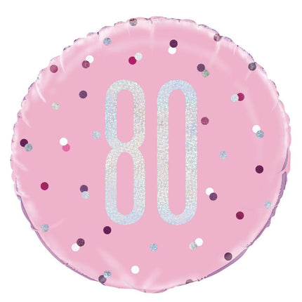 Helium Ballon 80 Jaar Roze 45cm leeg van Unique koop je bij Partywinkel