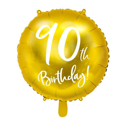 Helium Ballon 90Th Birthday Goud Leeg 45cm van Partydeco koop je bij Partywinkel