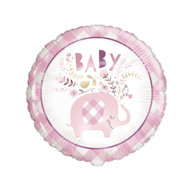 Helium Ballon Baby Olifant Roze 45cm leeg van Unique koop je bij Partywinkel