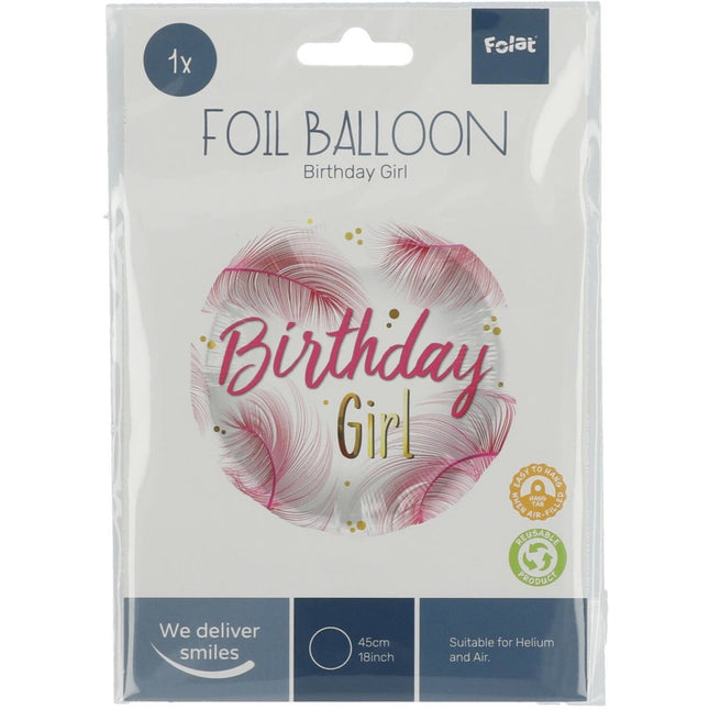 Helium Ballon Birthday Girl Veren Leeg 45cm van Folat koop je bij Partywinkel
