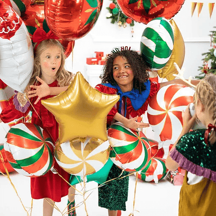 Helium Ballon Candy Goud Wit Leeg 35cm van Partydeco koop je bij Partywinkel