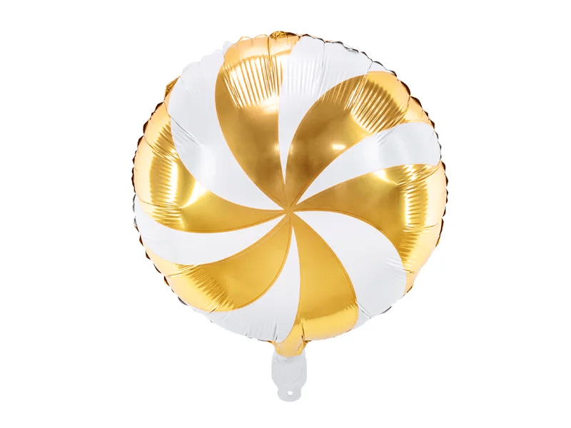 Helium Ballon Candy Goud Wit Leeg 35cm van Partydeco koop je bij Partywinkel