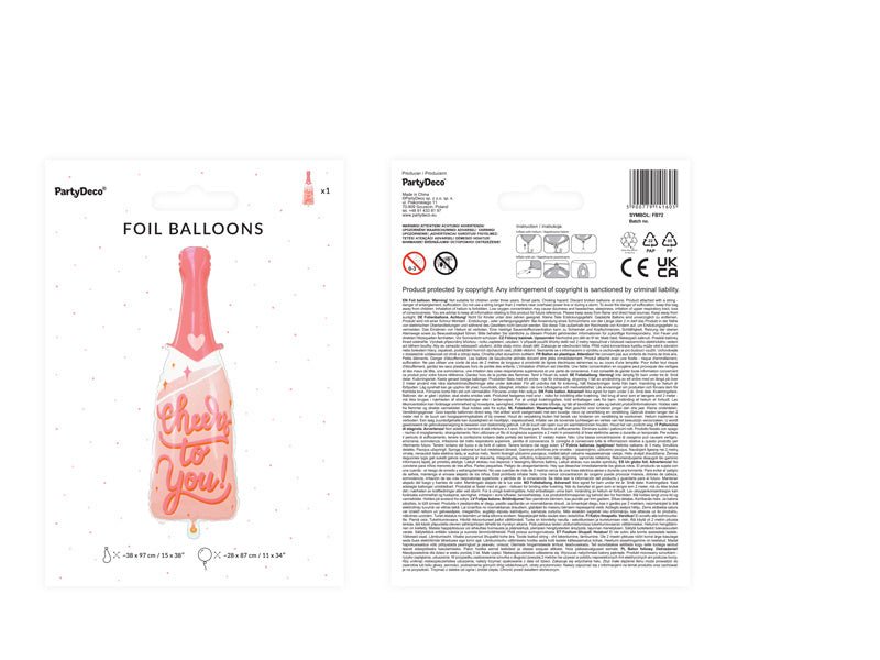 Helium Ballon Cheers To You Leeg 97cm van Partydeco koop je bij Partywinkel