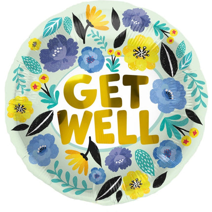 Helium Ballon Get Well Bloemen Leeg 45cm van Folat koop je bij Partywinkel