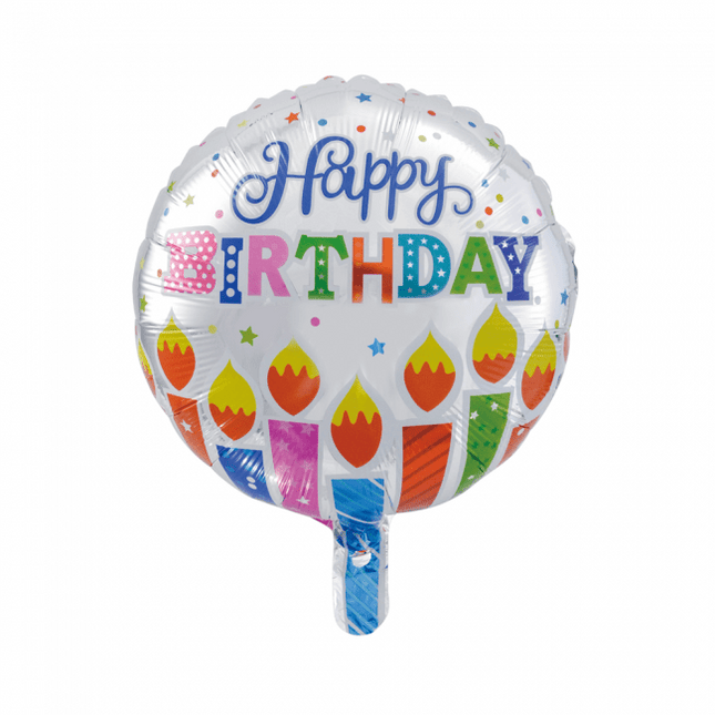 Helium Ballon Happy Birthday Kaarsjes Feest 45cm leeg van WeFiesta koop je bij Partywinkel