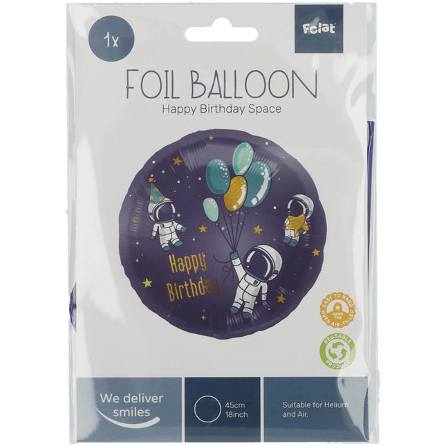 Helium Ballon Happy Birthday Ruimte Leeg 45cm van Folat koop je bij Partywinkel