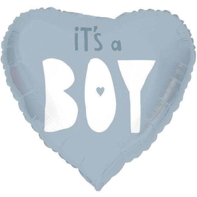 Helium Ballon Hart It'S A Boy Blauw Leeg 45cm van Folat koop je bij Partywinkel