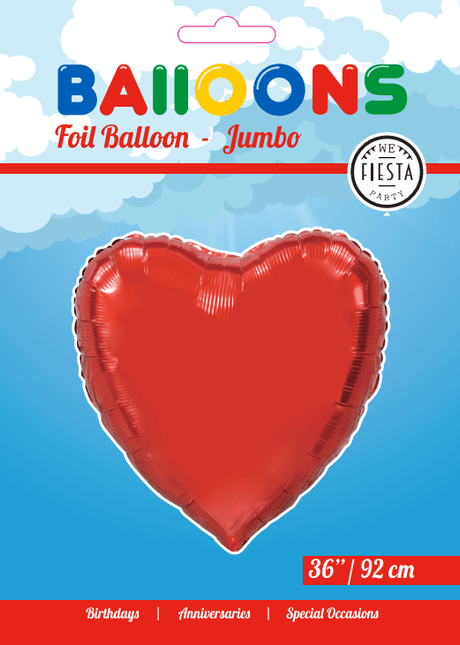 Helium Ballon Hart Rood XL Leeg 92cm van WeFiesta koop je bij Partywinkel