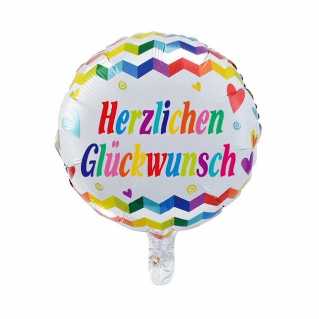 Helium Ballon Herzlichen Gl√ºckwunsch 45cm leeg van WeFiesta koop je bij Partywinkel