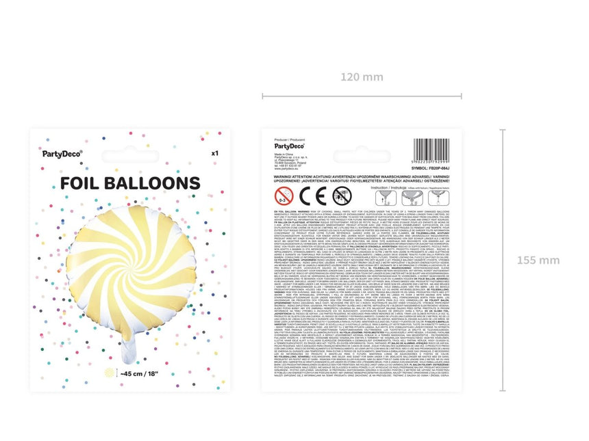 Helium Ballon Lichtgeel Swirl 45cm leeg van Partydeco koop je bij Partywinkel