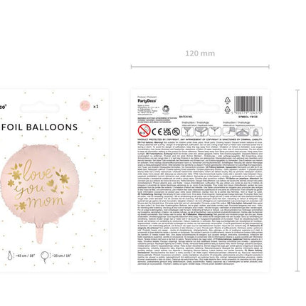 Helium Ballon Love You Mom Leeg 45cm van Partydeco koop je bij Partywinkel